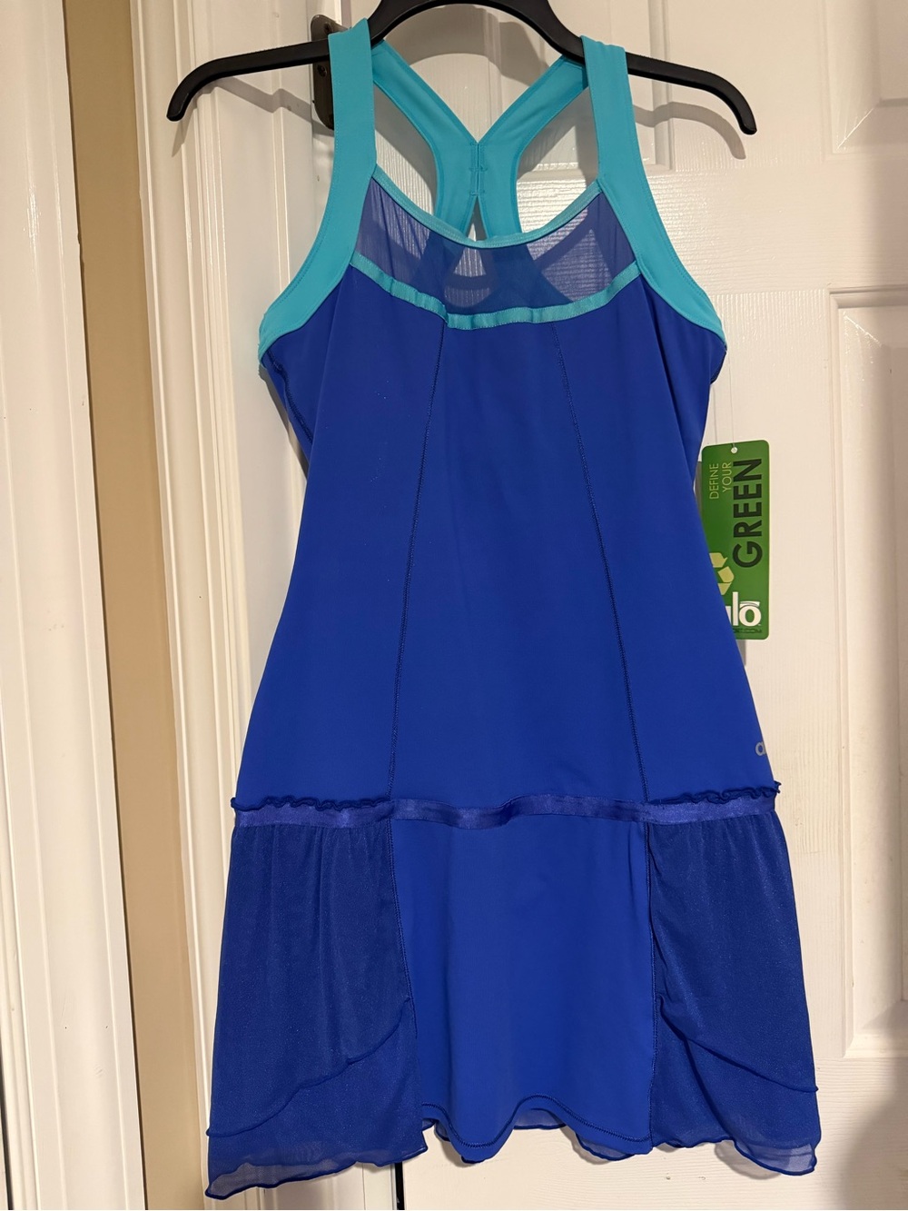 ALO Yoga Royal Blue Tennis Dress with Aqua Trim